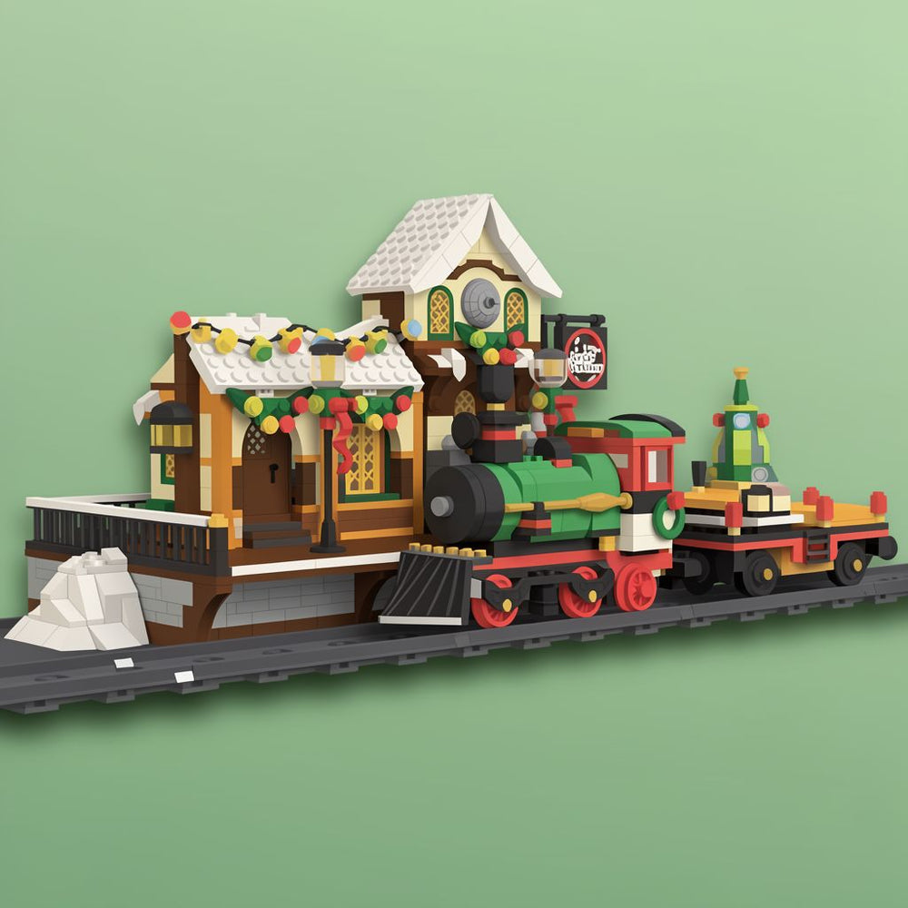 1362PCS Christmas Train Building Blocks Winter Railway Station Set