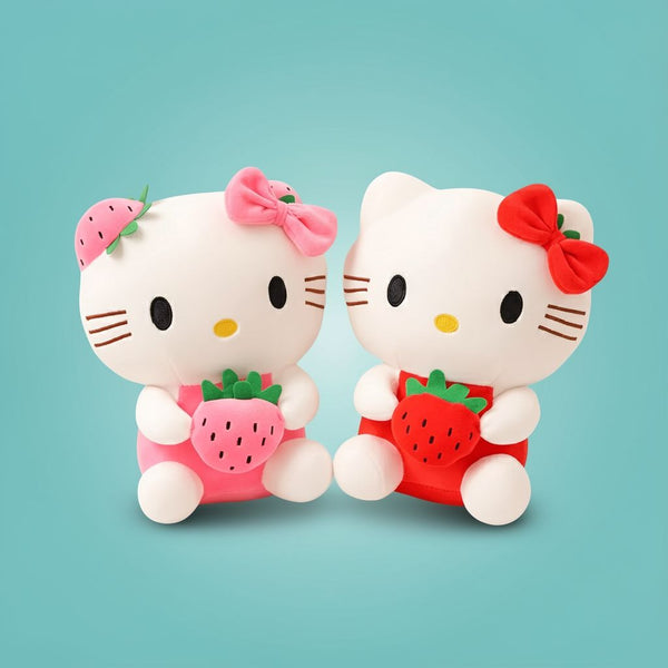 22cm Strawberry KT Cat Plush Toy | Kawaii Kitty Doll | Toylvia