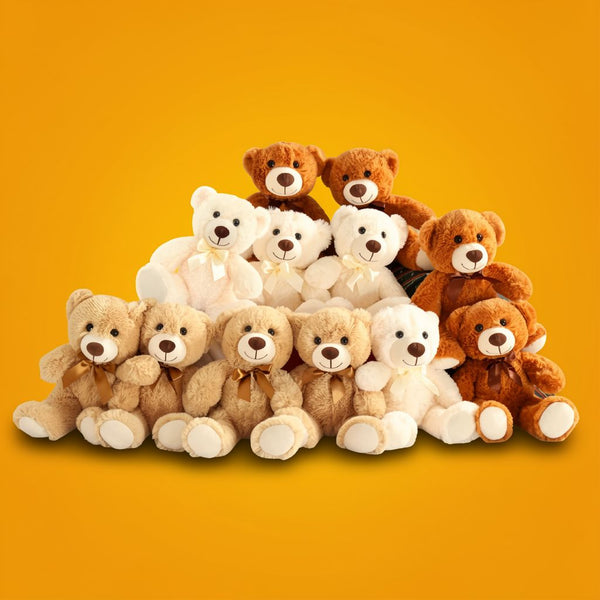 14-Inch Teddy Bears Bulk 12 Pack - Wholesale Stuffed Animal Set