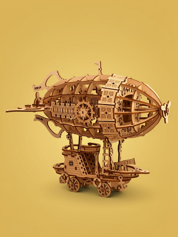3D Wooden Airship Puzzle Model - Mechanical DIY Building Kit for Adults