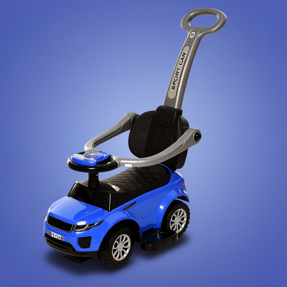 2-in-1 Toddler Push Car & Stroller | Blue Ride-On with Music | ToyIvia