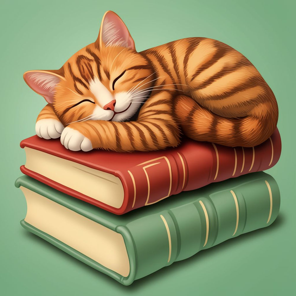Sleeping Cat on Books Wooden Jigsaw Puzzle for Adults | Irregular Animal Shape Art Puzzle - Toylvia™