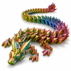 30 Inch Large 3D Printed Articulated Crystal Dragon Toy - Gold Red Blue