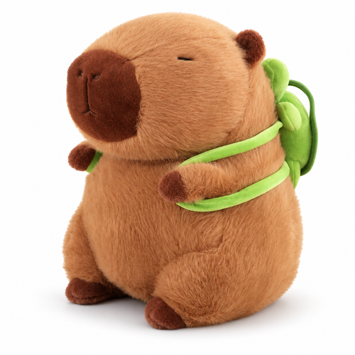 Green Scarf Capybara plush left three-quarter studio image