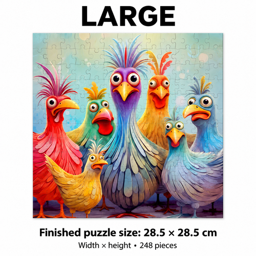 Colorful Chicken Wooden Jigsaw Puzzle - Irregular Animal Art Puzzle for Adults - alternate view