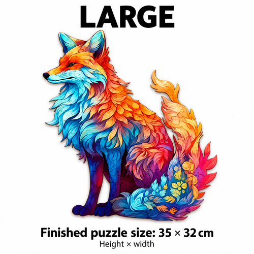 Colorful Fox Wooden Puzzle Unique Animal Shaped Jigsaw Puzzle for Adults - alternate view