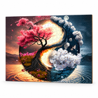 Large A3 Yin-Yang Tree of Life wooden puzzle on a white background