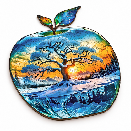 Arctic Orchard: High-Difficulty Apple Ice and Snow World Wooden Puzzle - alternate view
