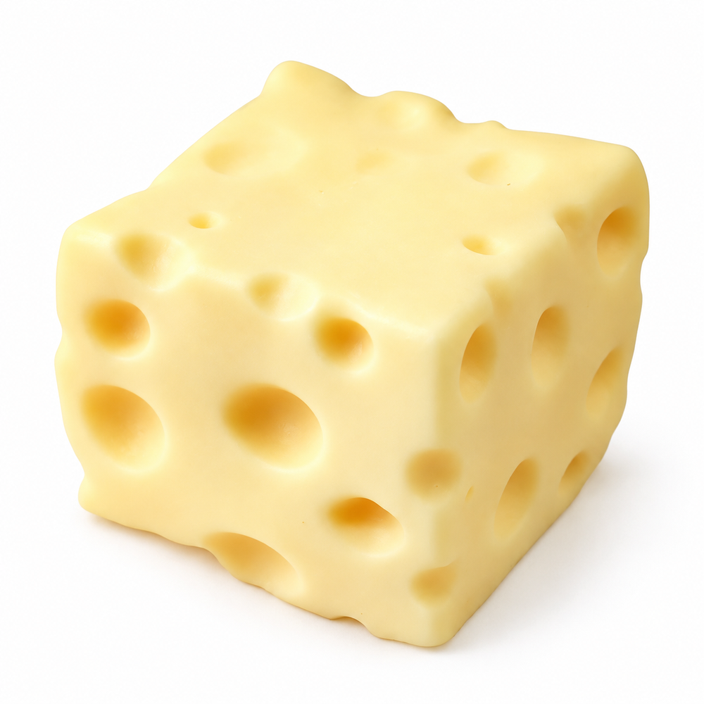 Cheese Block squishy toy, Light Yellow color studio image