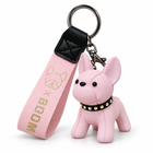Pink Punk French Bulldog Keychain three-quarter left studio image