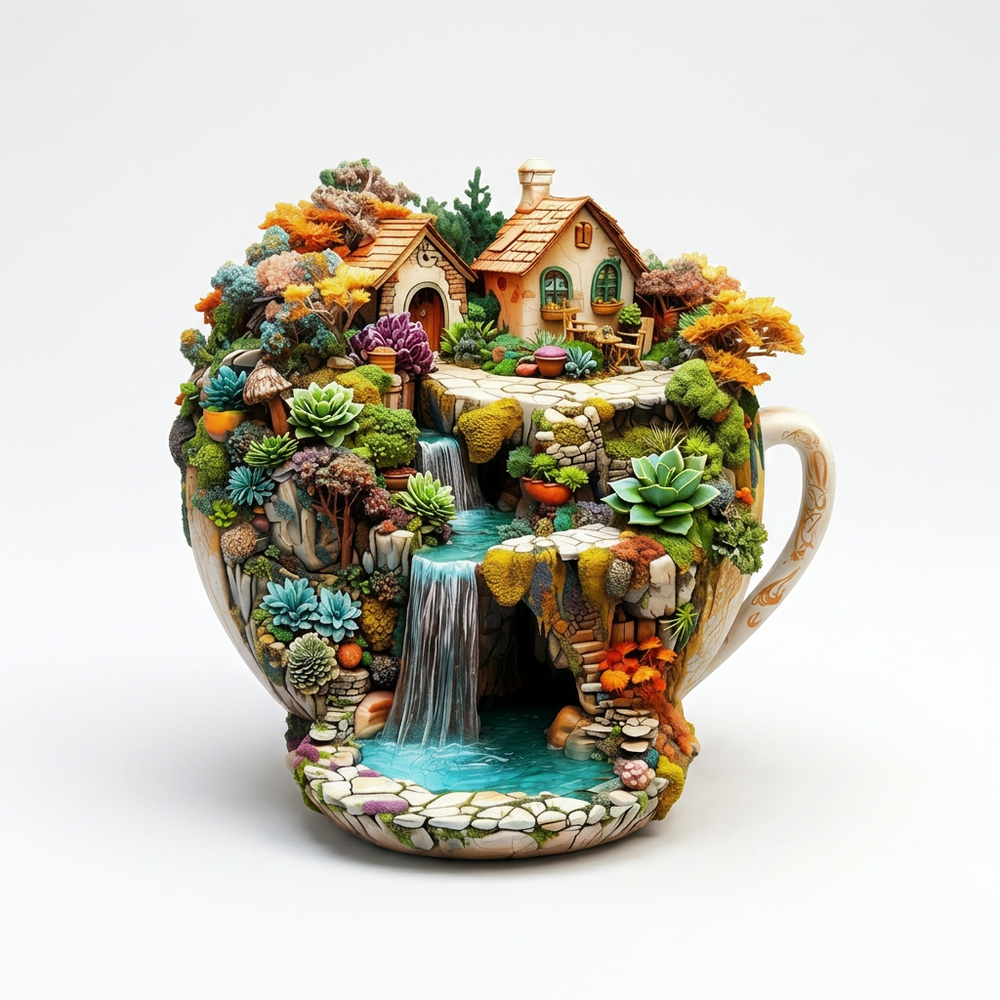 Dreamy Tea Cup Garden Wooden Puzzle - Unique Shape Jigsaw for Kids