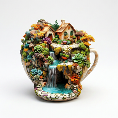Dreamy Tea Cup Garden Wooden Puzzle - Unique Shape Jigsaw for Kids