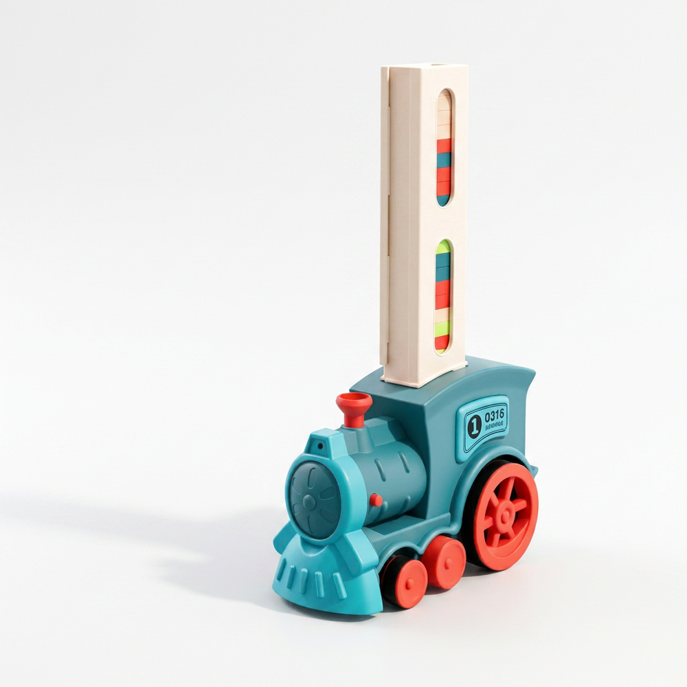 Automatic Electric Domino Train Toy Set for Kids - 60 Colorful Blocks
