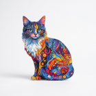 Colorful Cat Wooden Puzzle for Adults - 4.5 Star Difficulty Jigsaw
