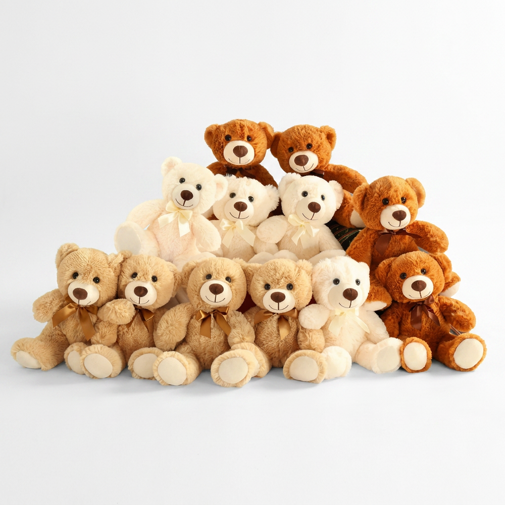 14-Inch Teddy Bears Bulk 12 Pack - Wholesale Stuffed Animal Set