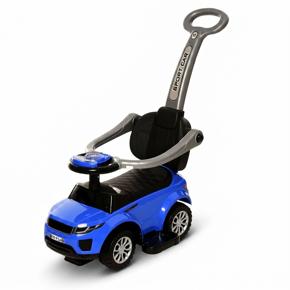 2-in-1 Toddler Push Car & Stroller | Blue Ride-On with Music | ToyIvia
