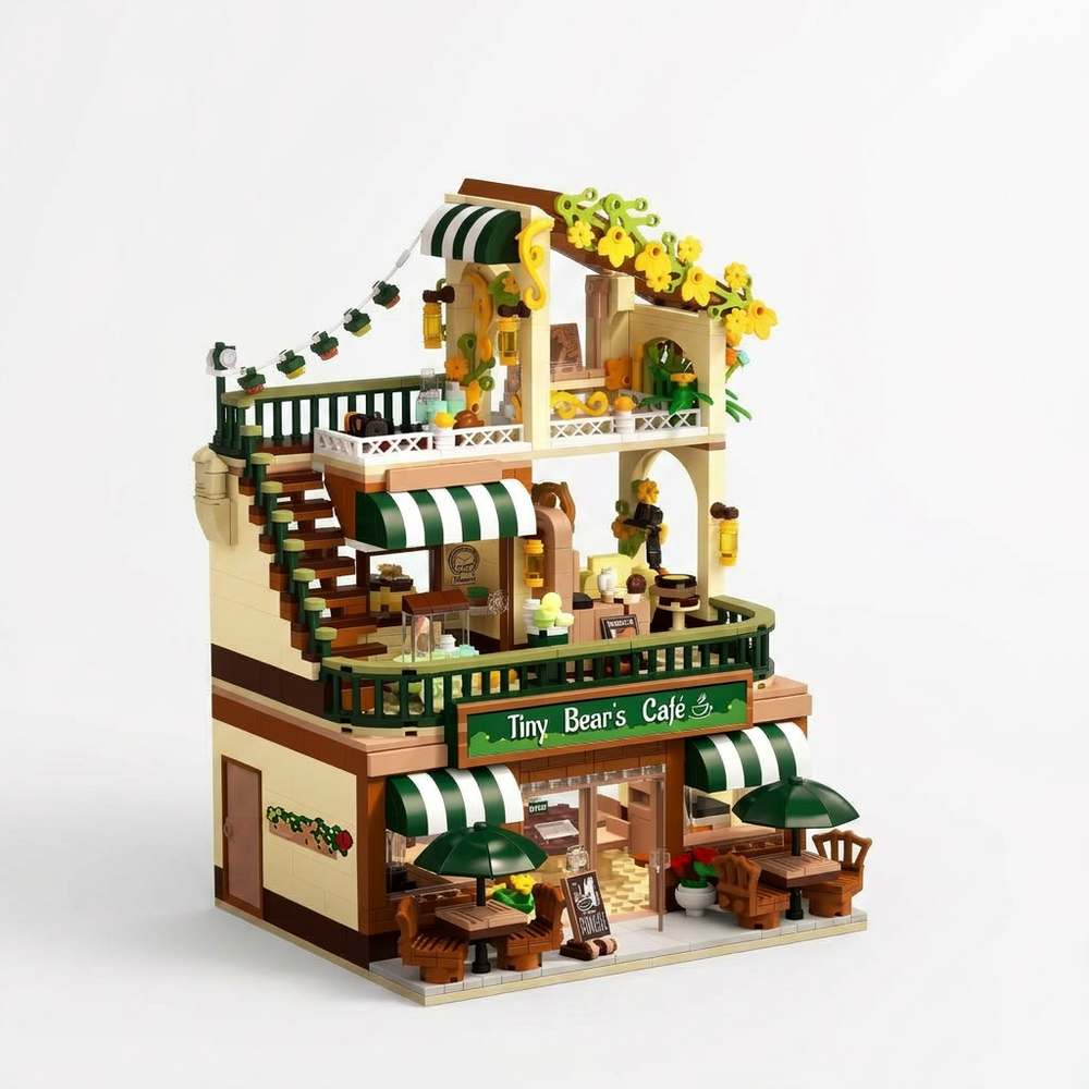 City Coffee House Building Set | 1173PCS Cafe Shop with Lights | ToyIvia