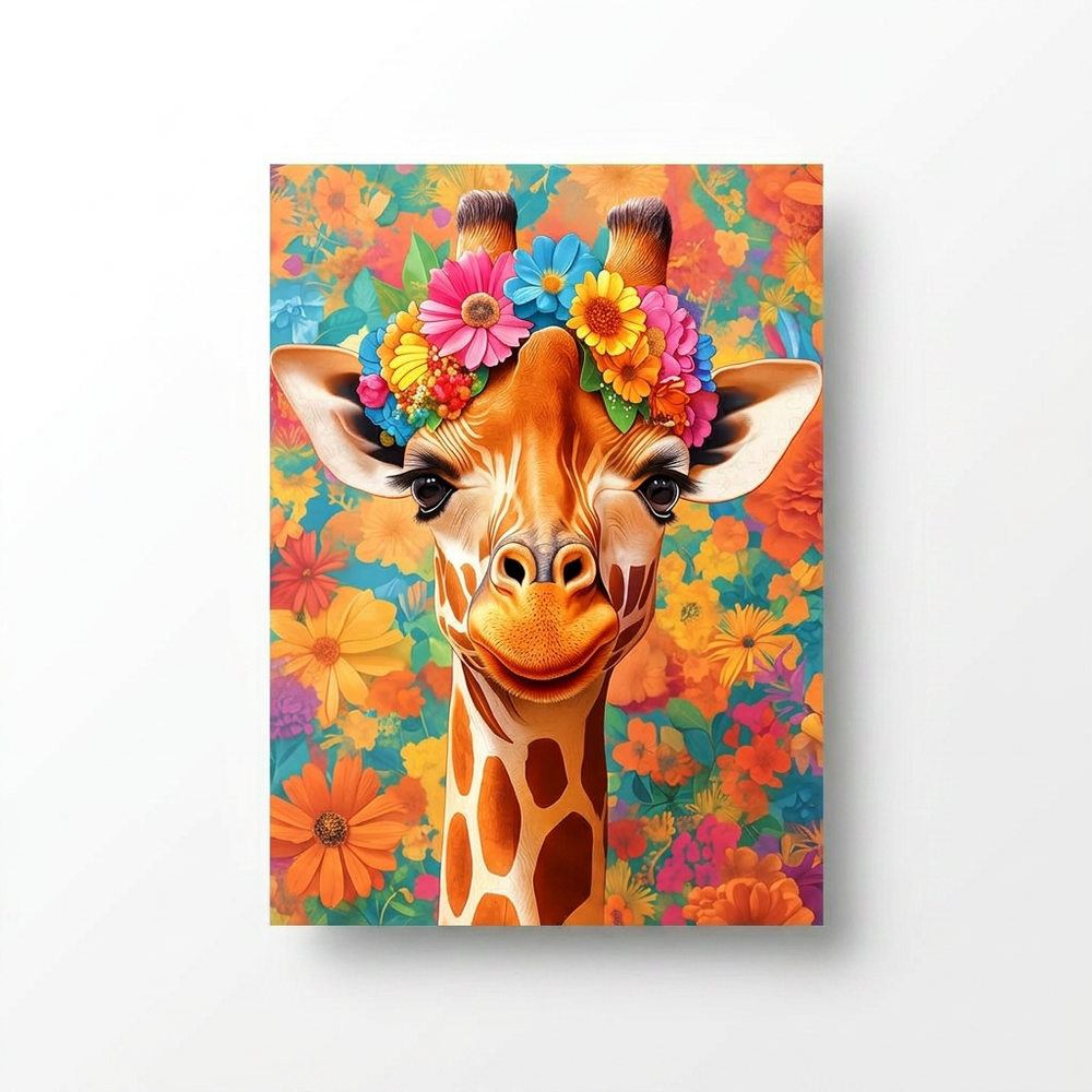 Giraffe Floral Art Jigsaw Puzzle for Adults - Premium Wildlife Animal Puzzle
