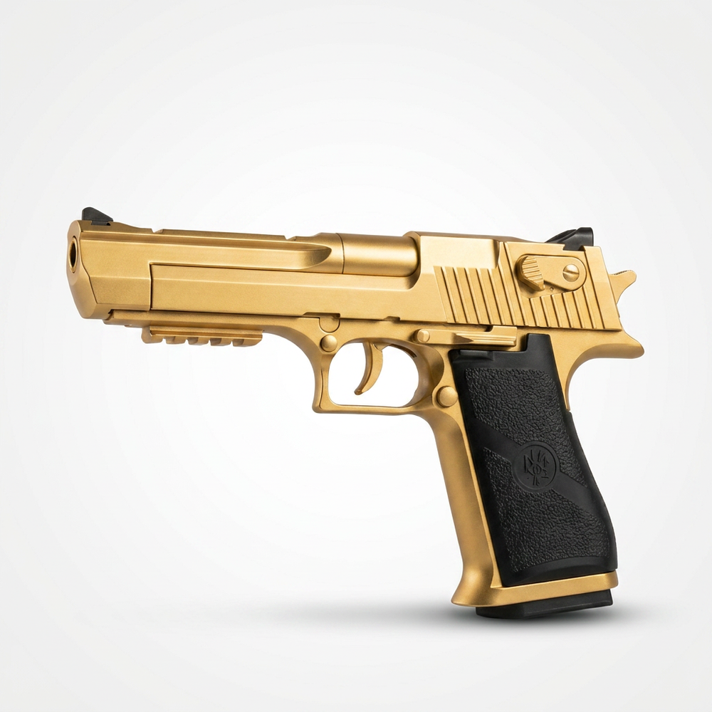 Gold Desert Eagle Shell Ejection Soft Bullet Toy Gun - Realistic Action Toy Pistol