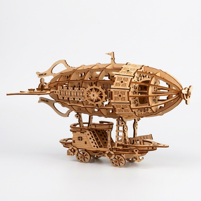 3D Wooden Zeppelin Puzzle Model - Mechanical DIY Building Kit for Adults