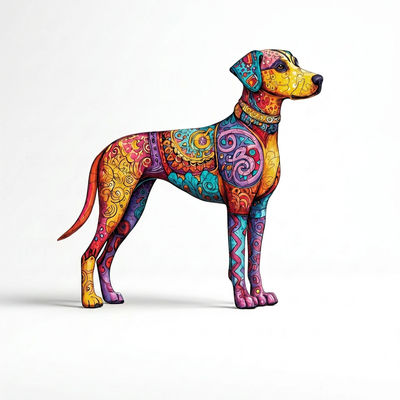 Colorful Great Dane Dog Wooden Jigsaw Puzzle - Unique Animal Shaped
