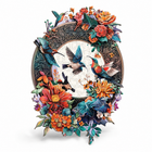 Hummingbird Wooden Jigsaw Puzzle Unique Animal Shaped Pieces Floral Art Puzzle