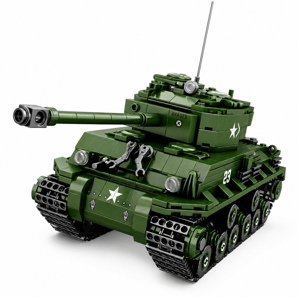 Reobrix M4A3E8 Sherman Tank Building Kit - 836PCS WWII US Army Model