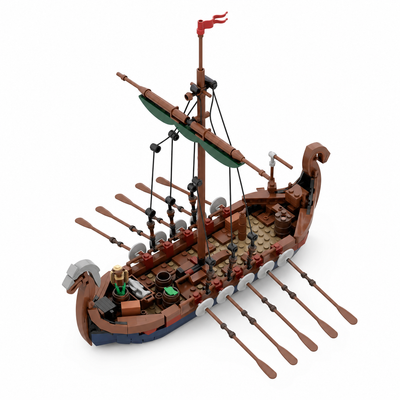 MOC Medieval Viking Ship Building Blocks Set (463 PCS) - Ocean Adventure Boat Model | Toylvia™
