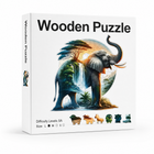 Mystical Elephant Wooden Jigsaw Puzzle Unique Animal-Shaped Pieces Gift Box