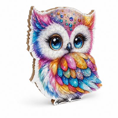 Rainbow Gemstone Owl Wooden Jigsaw Puzzle - High-Difficulty Adult Art Puzzle | Toylvia™