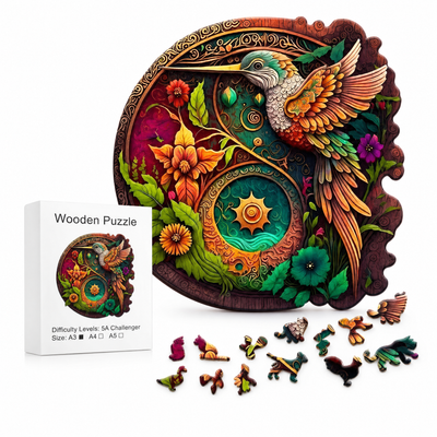 Tropical Hummingbird Wooden Jigsaw Puzzle Nature Art Collection