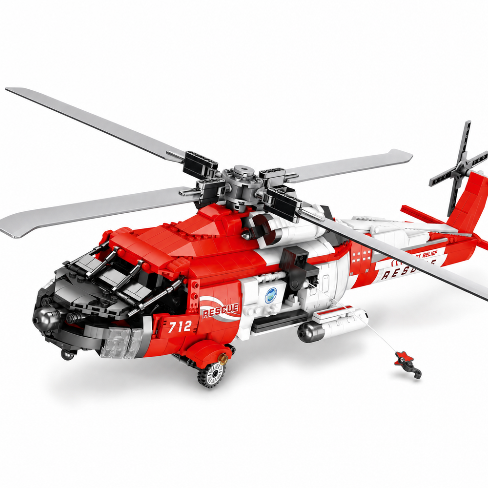 HH-60J Black Hawk Helicopter Building Set | 1093PCS Military Model | ToyIvia