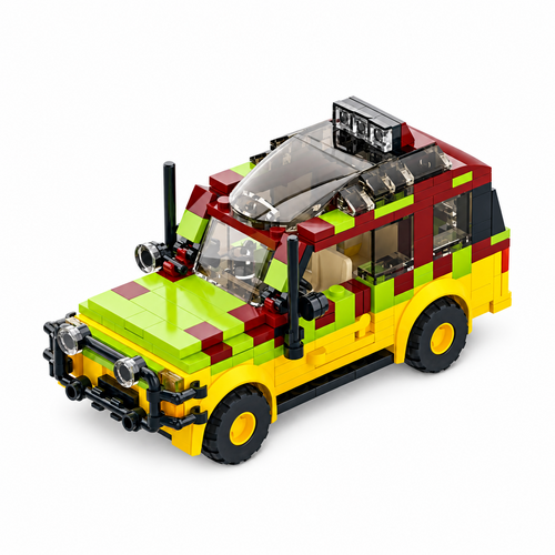 Front view of Jurassic tour vehicle 309pcs dinosaur building blocks set - Toylvia™
