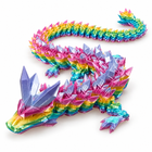 30 Inch Large 3D Printed Articulated Crystal Dragon Toy - Rainbow