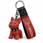 Red Punk French Bulldog Keychain three-quarter left studio image