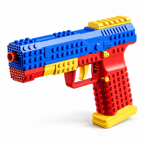 DIY Building Block Soft Dart Blaster Shell-Ejecting Pistol - alternate view