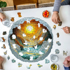 Round Cliff Sea Sunset Wooden Puzzle Irregular Nature Art