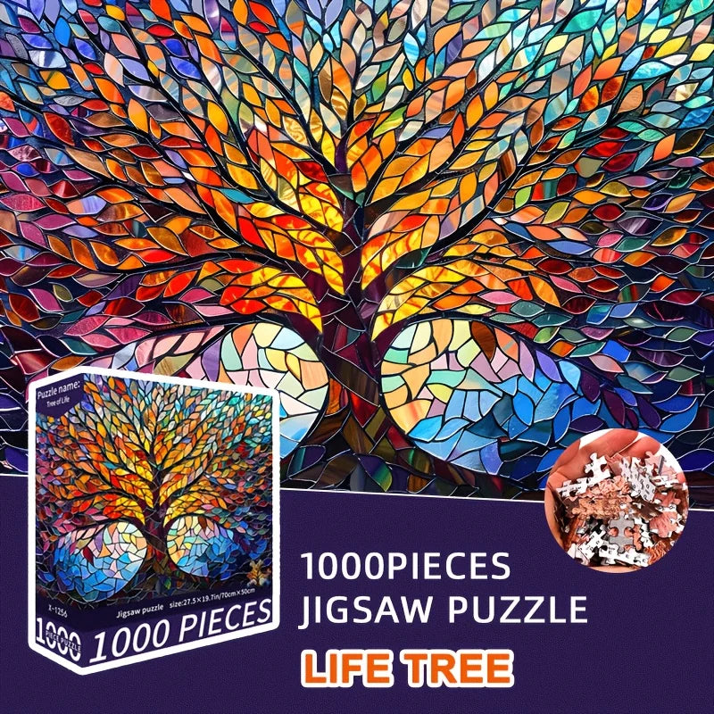 1000-Piece Vibrant Tree Painting Adult Jigsaw Puzzle 70x50cm