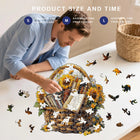 Sunflower Book Basket Wooden Puzzle Animal Pieces Floral Decor
