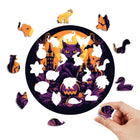 Halloween Cat & Pumpkin Wooden Puzzle for Adults – Irregular Jigsaw
