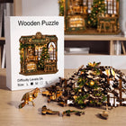 Christmas Coffee Shop Wooden Jigsaw Puzzle Animal Pieces