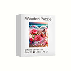 Love in Bloom Wooden Jigsaw Puzzle Heart Rose Art Puzzle with Unique Shaped Pieces