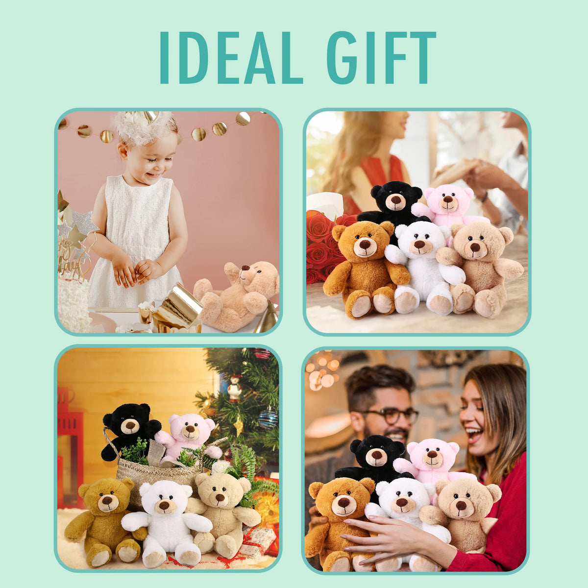 5-Pack 8'' Teddy Bear Plush Set | Soft Baby & Toddler Gifts | Toylvia - Toylvia™