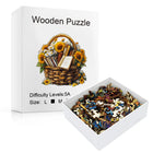 Sunflower Book Basket Wooden Puzzle Animal Pieces Floral Decor