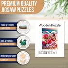 Love in Bloom Wooden Jigsaw Puzzle Heart Rose Art Puzzle with Unique Shaped Pieces