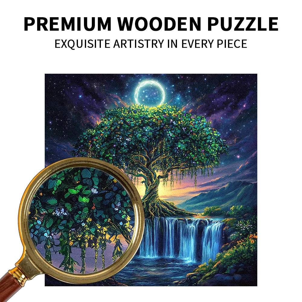 Fantasy Tree of Life Waterfall Wooden Puzzle Animal Pieces