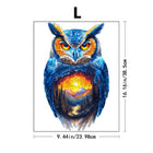 Magical Owl Shaped Wooden Jigsaw Puzzle Sunset Art Decor