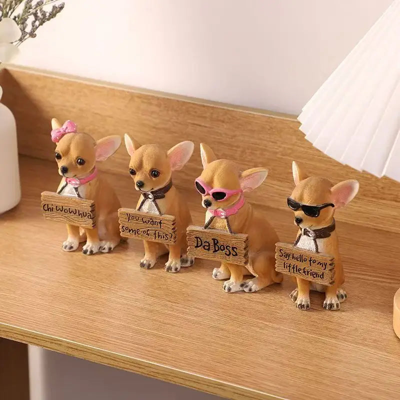 Chihuahua Dog Statue 10.5cm Hand-Painted Resin Figurine | Toylvia™