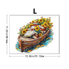 Vintage Boat Wooden Puzzle Stacked Books & Sunflower Art