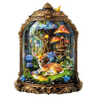 Enchanted Forest Glass Jar Wooden Puzzle Deer Mushroom Art